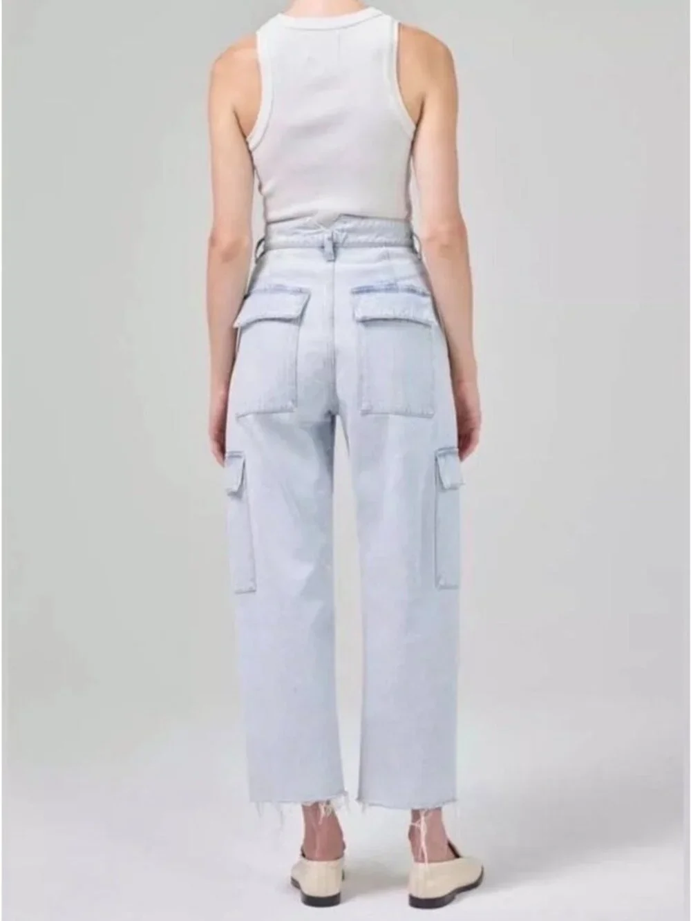 Citizens Of Humanity Surplus Gema High Rise Light Wash Cargo Jeans 28 Blue